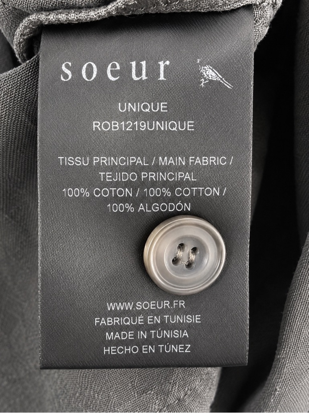 SOEUR Unique Mini Dress Charcoal Gray Utility Pocket Relaxed Cotton 38 US Size 6 - Picture 8 of 9